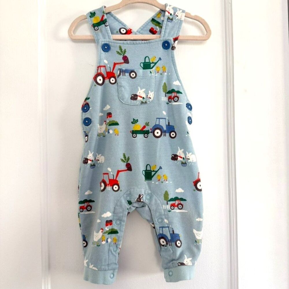 Mini Boden Overalls Farm Tractor Chicken Button Closure Sz 6-9m